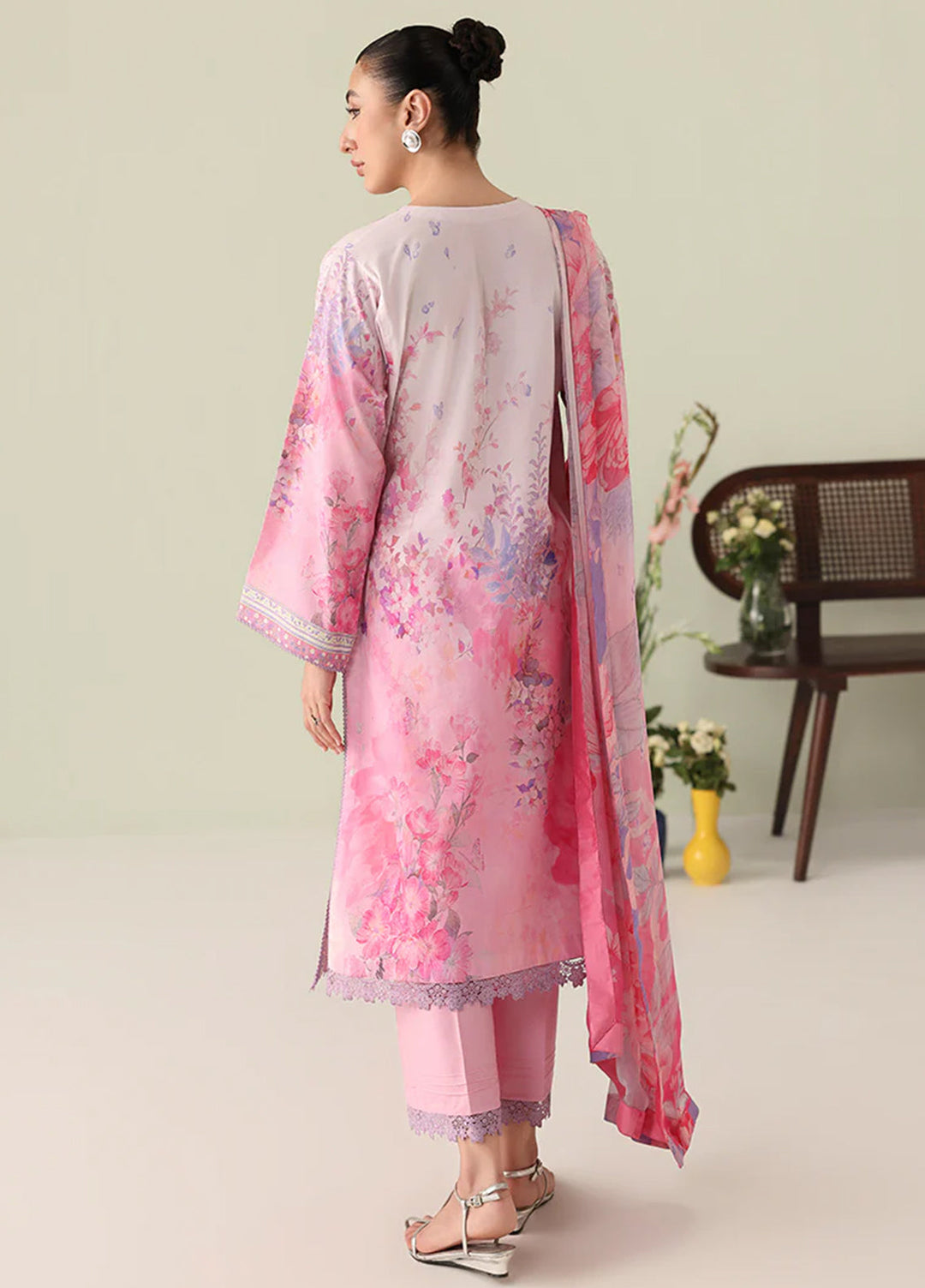 Rosette by Roheenaz Unstitched Lawn Embroidered 3 Piece Suit RNZ26UR Petal Whispers-2A - Summer Collection