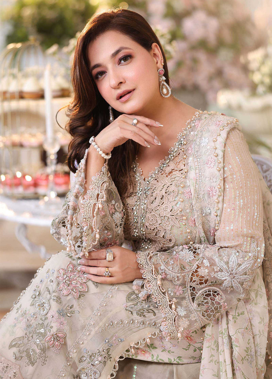Maria B Unstitched Embroidered Chiffon 3 Piece Suit MB26UCF D7 - Festive Collection
