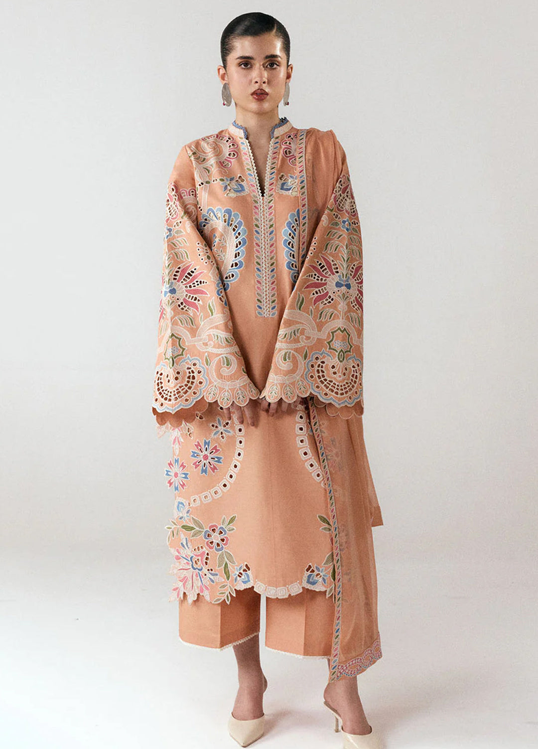 Jugnu by Hussain Rehar Unstitched Embroidered Cotton 3 Piece Suit HR26UCJ Nila JUG-LD D#1283 - Eid Collection