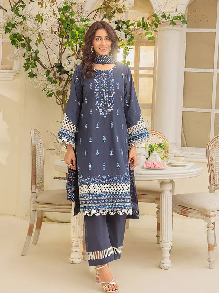 Salitex Unstitched Embroidered Cambric 3 Piece Suit UNS7MK007UT - Festive Collection