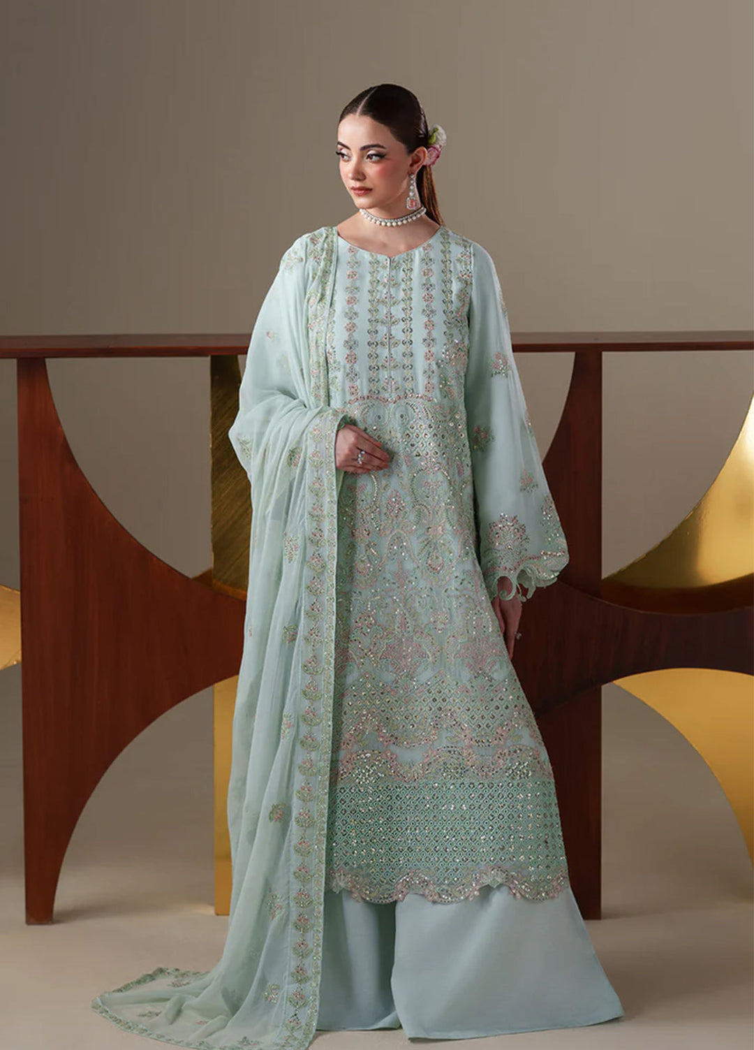 Nouvelle by Emaan Adeel Unstitched Embroidered Chiffon 3 Piece Suit EA26UNC Orla - Festive Collection