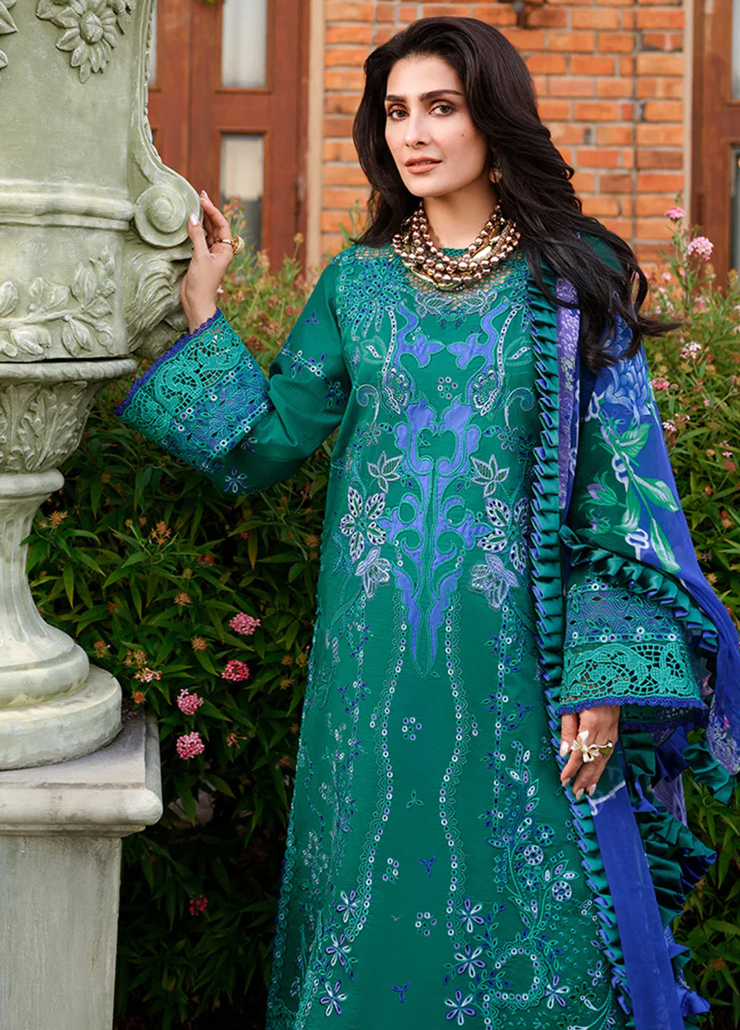 AMoi by Mushq Unstitched Embroidered Luxury Lawn 3 Piece Suit MU26AHL D-4 Blooming Romance - Summer Collection