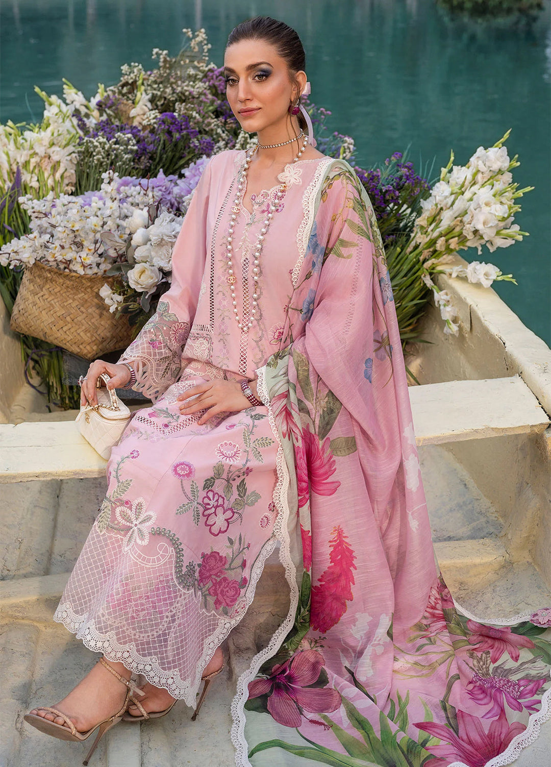 Bloom by Saira Shakira Unstitched Embroidered Lawn 3 Piece Suit SSR26ULB IRIS-08B - Eid Collection