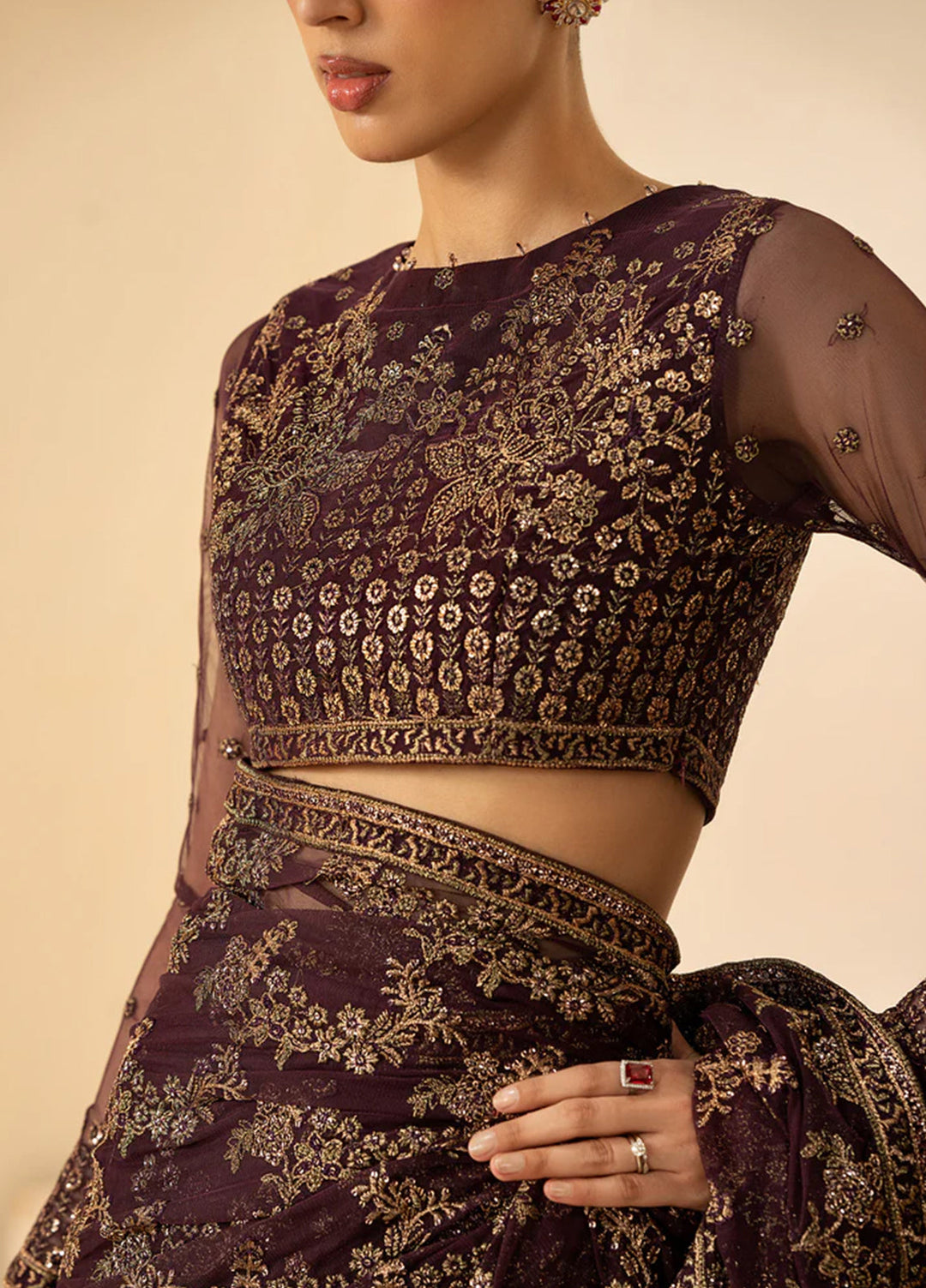 Riwayat by Zarif Unstitched Embroidered Net 4 Piece Suit ZR26URN ZRF-RC-07 BAZM - Festive Collection