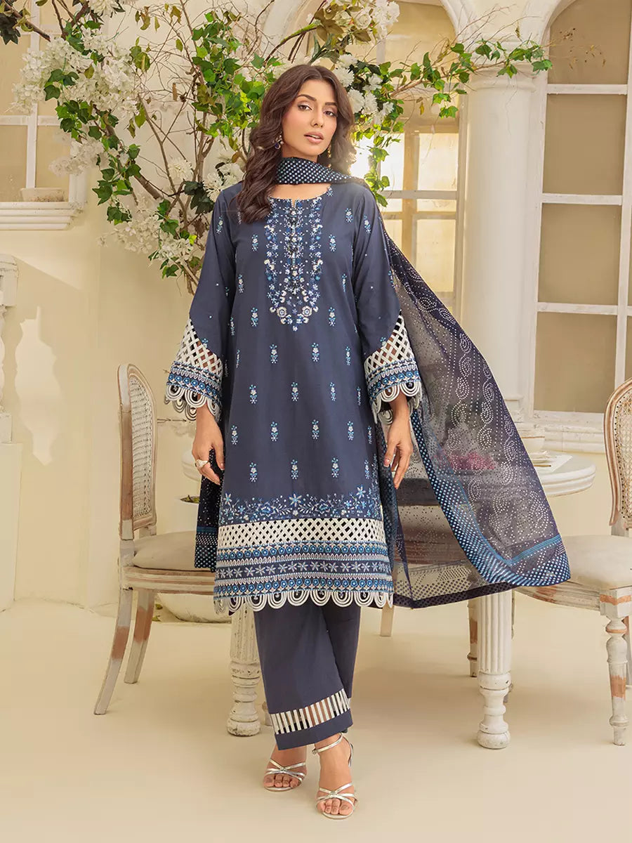Salitex Unstitched Embroidered Cambric 3 Piece Suit UNS7MK007UT - Festive Collection