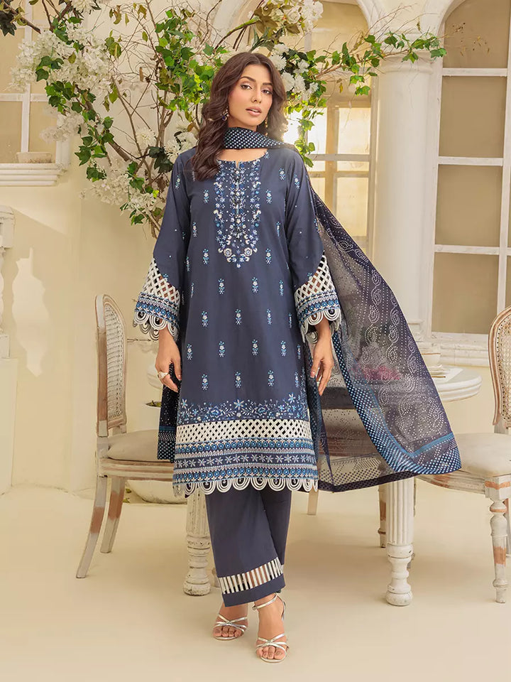 Salitex Unstitched Embroidered Cambric 3 Piece Suit UNS7MK007UT - Festive Collection