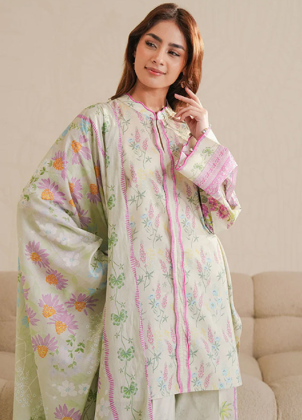 Cross Stitch Unstitched Lawn Printed Lawn 3 Piece Suit CS26UD D-6 Garnet Tale - Summer Collection