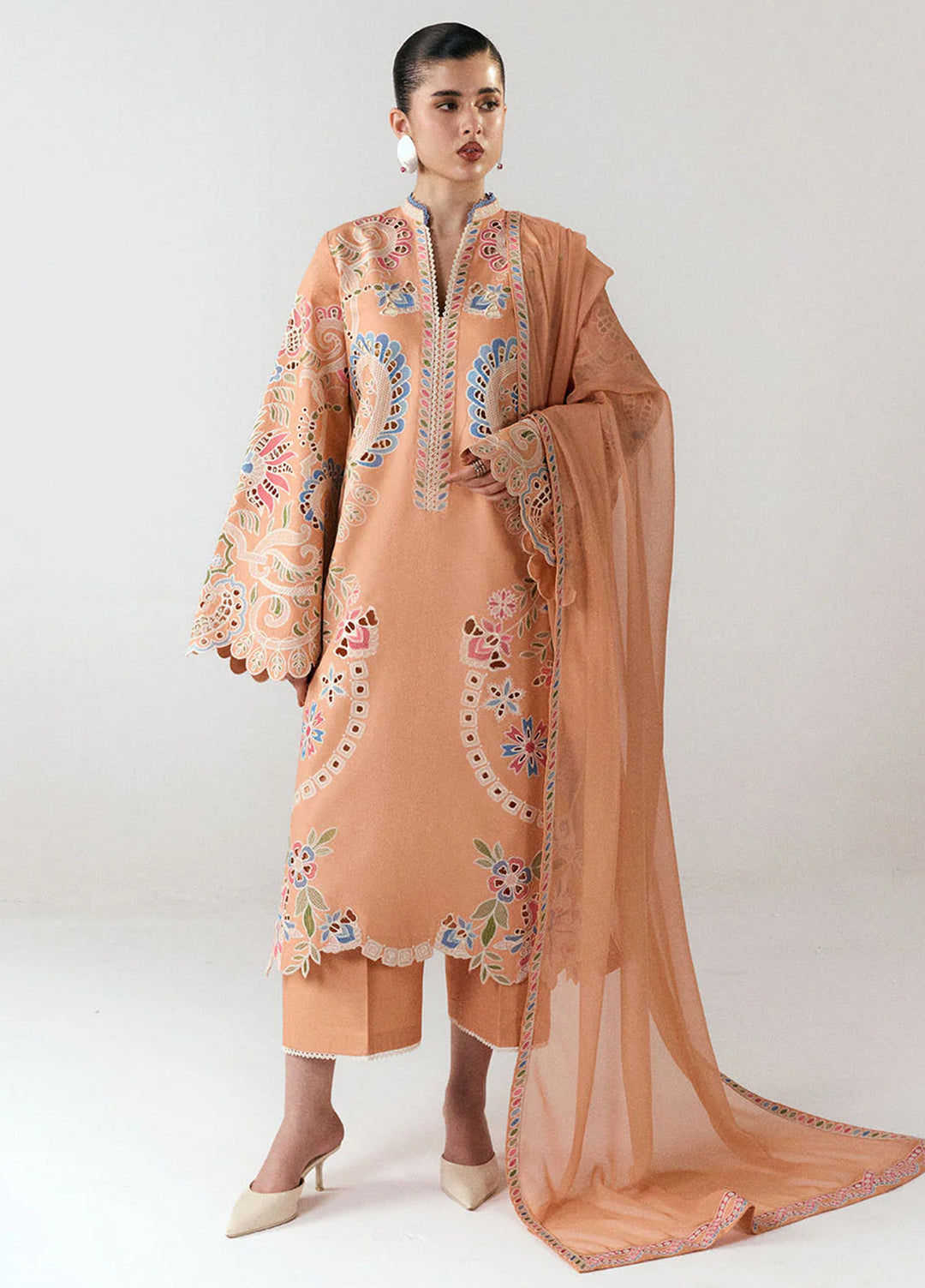 Jugnu by Hussain Rehar Unstitched Embroidered Cotton 3 Piece Suit HR26UCJ Nila JUG-LD D#1283 - Eid Collection