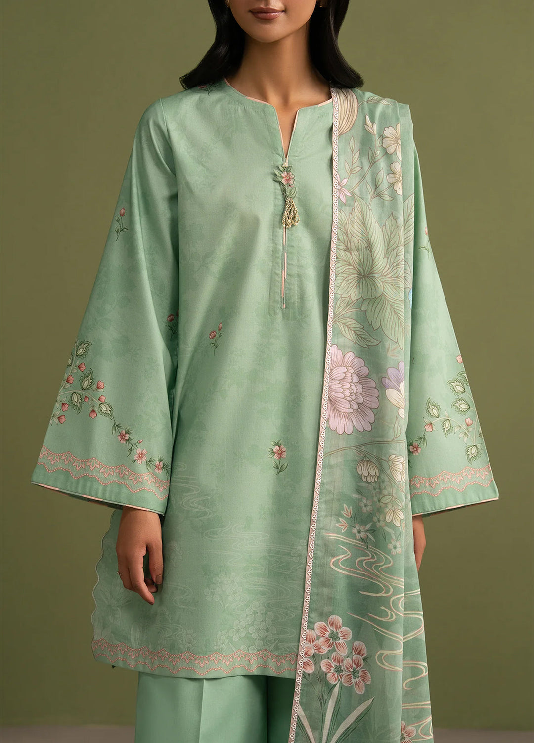 Seran Essentials Unstitched Printed Lawn 3 Piece Suit SN26UEL Sorell D-07 - Summer Collection