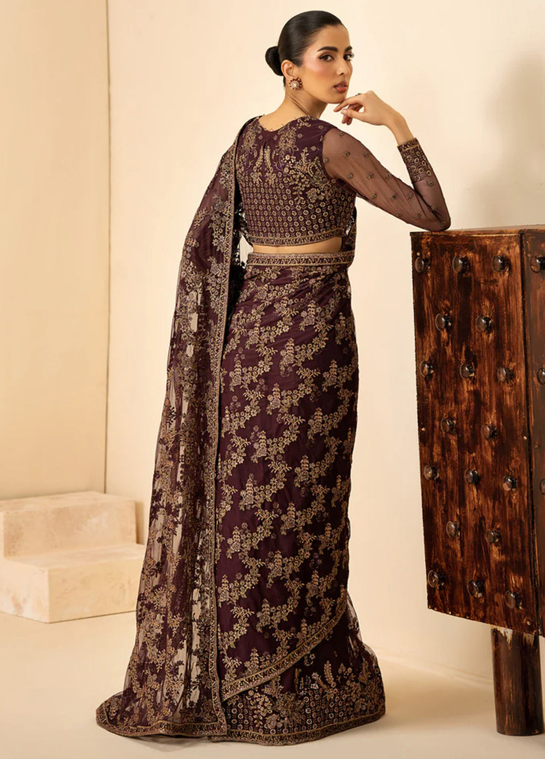 Riwayat by Zarif Unstitched Embroidered Net 4 Piece Suit ZR26URN ZRF-RC-07 BAZM - Festive Collection