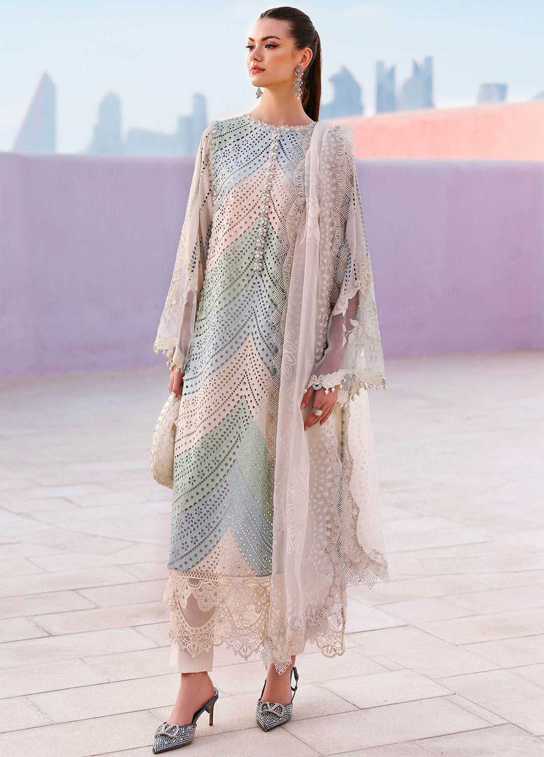 Maria B Unstitched Embroidered Luxury Lawn 3 Piece Suit MB26UEL 12A - Eid Collection