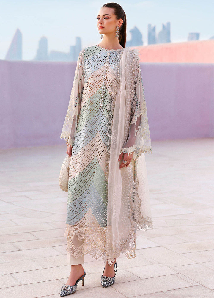 Maria B Unstitched Embroidered Luxury Lawn 3 Piece Suit MB26UEL 12A - Eid Collection