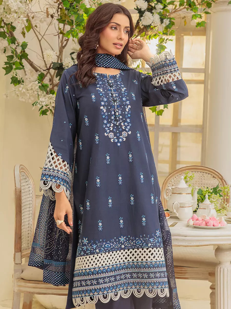 Salitex Unstitched Embroidered Cambric 3 Piece Suit UNS7MK007UT - Festive Collection
