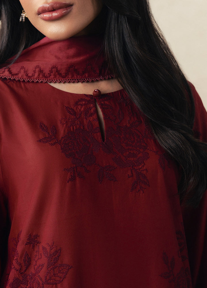 Moonsoon Edit by Cross Stitch Unstitched Embroidered Cambric 3 Piece Suit CS26UCM Crimson Bloom - Casual Collection
