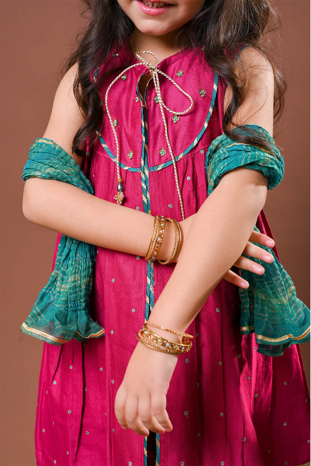 Senorita Girls RTW Embroidered Chambray 3 Piece Suit KDD-03234 Eid Collection