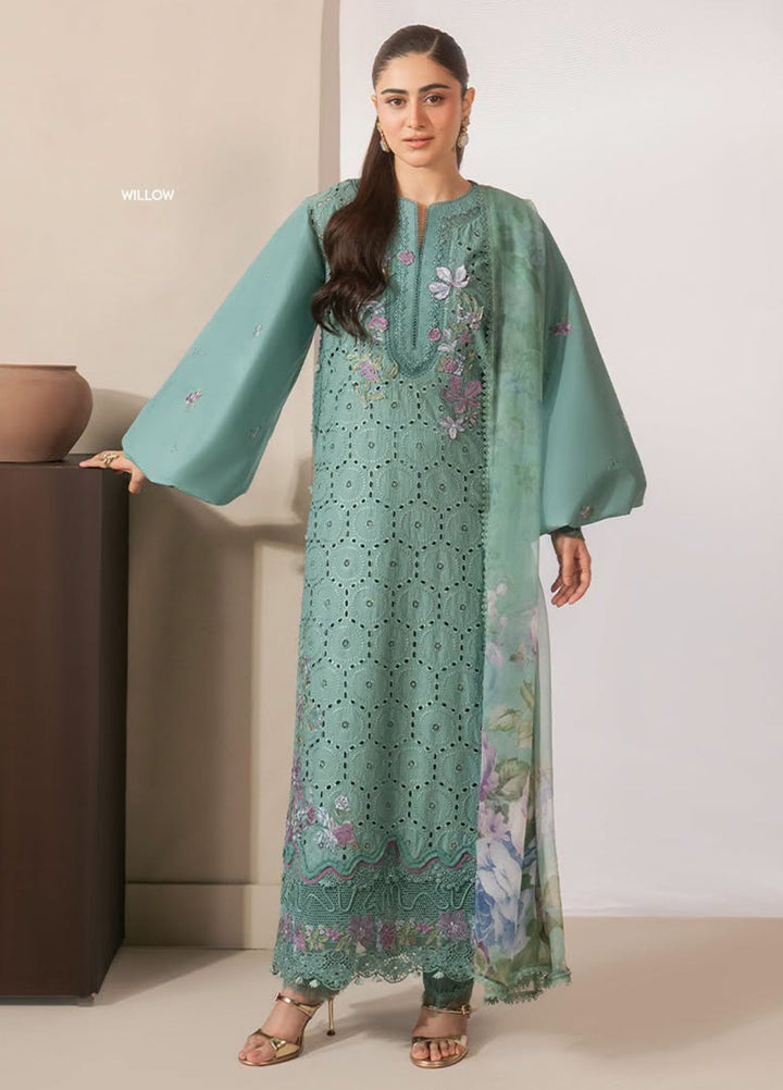 E-Craft by Elaf Unstitched Embroidered Lawn 3 Piece Suit EHC-1B Willow - Casual Collection