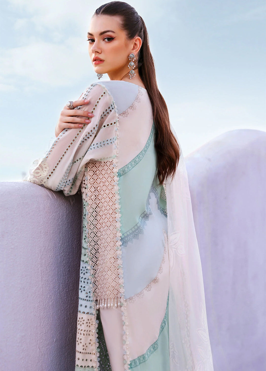Maria B Unstitched Embroidered Luxury Lawn 3 Piece Suit MB26UEL 12A - Eid Collection