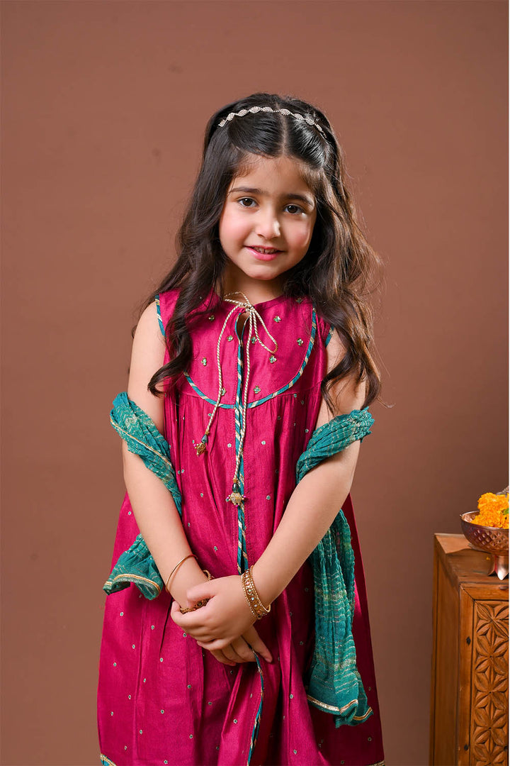 Senorita Girls RTW Embroidered Chambray 3 Piece Suit KDD-03234 Eid Collection