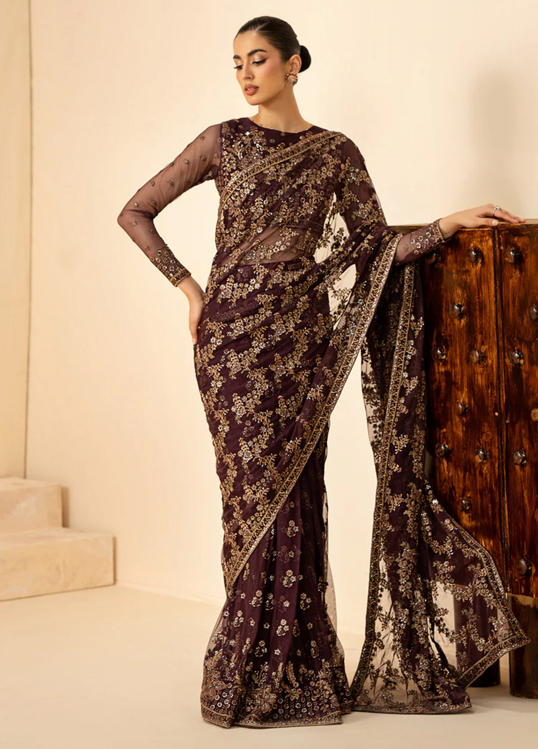 Riwayat by Zarif Unstitched Embroidered Net 4 Piece Suit ZR26URN ZRF-RC-07 BAZM - Festive Collection