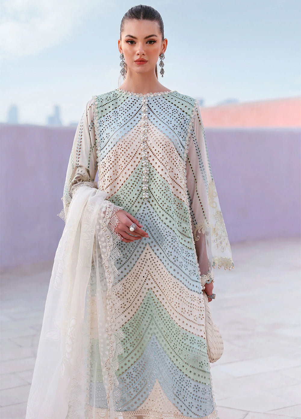 Maria B Unstitched Embroidered Luxury Lawn 3 Piece Suit MB26UEL 12A - Eid Collection