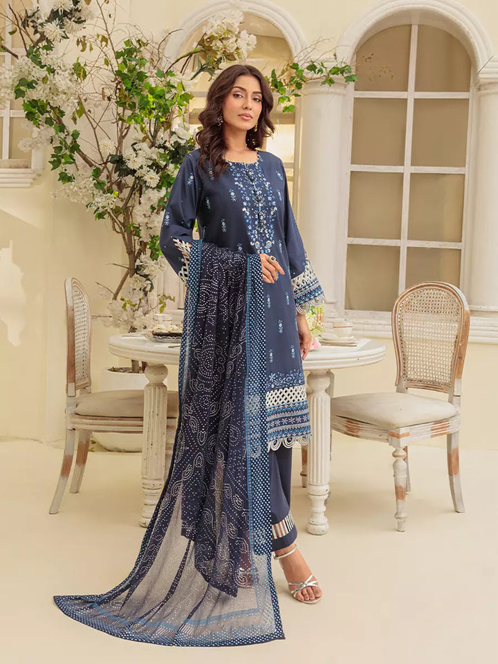 Salitex Unstitched Embroidered Cambric 3 Piece Suit UNS7MK007UT - Festive Collection