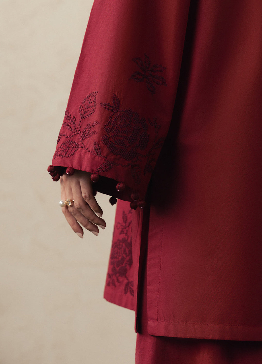 Moonsoon Edit by Cross Stitch Unstitched Embroidered Cambric 3 Piece Suit CS26UCM Crimson Bloom - Casual Collection