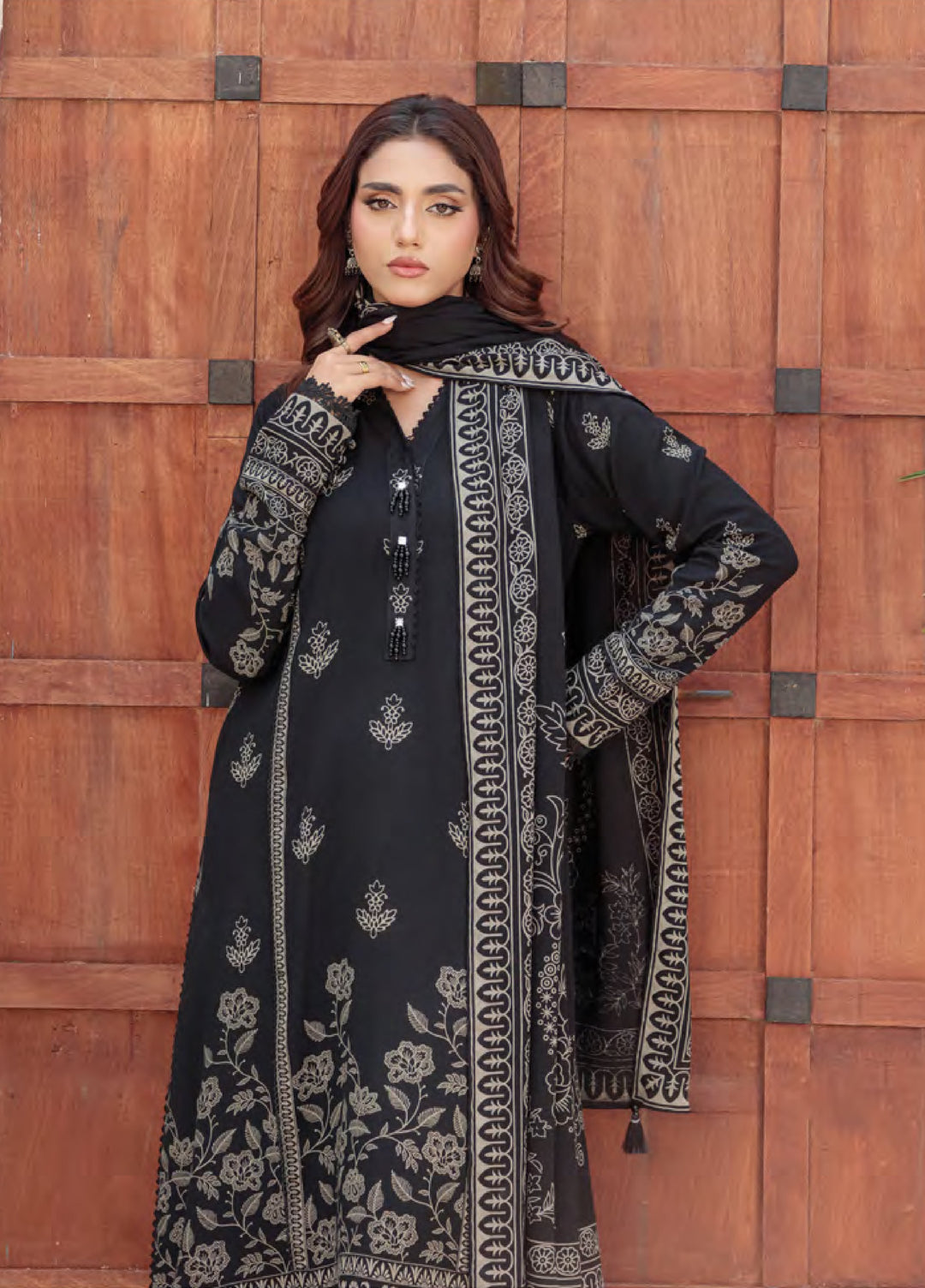 Lakhany Printed Pashmina Suits Unstitched 3 Piece LSM25LP LG-SG-0035-C - Winter Collection