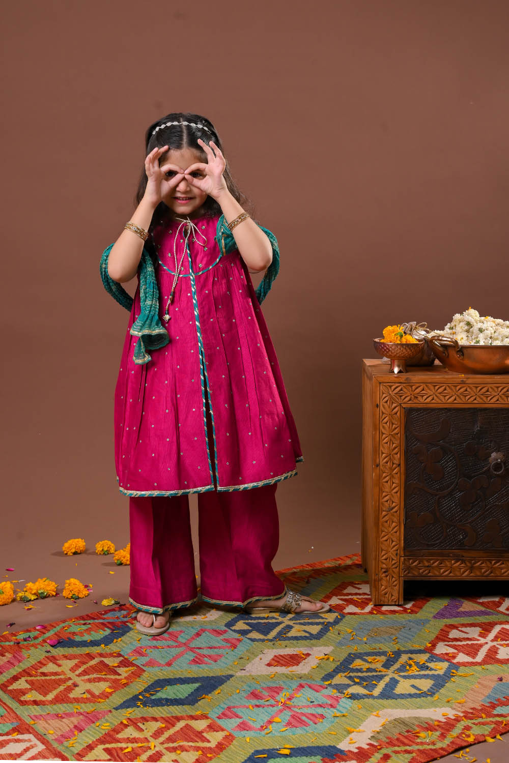 Senorita Girls RTW Embroidered Chambray 3 Piece Suit KDD-03234 Eid Collection