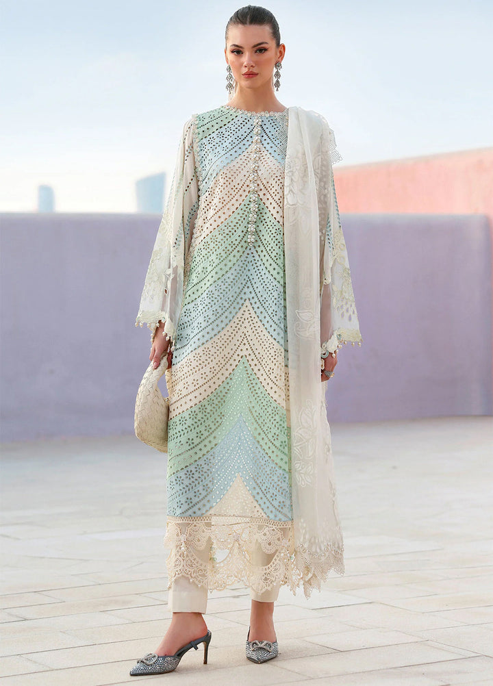 Maria B Unstitched Embroidered Luxury Lawn 3 Piece Suit MB26UEL 12A - Eid Collection