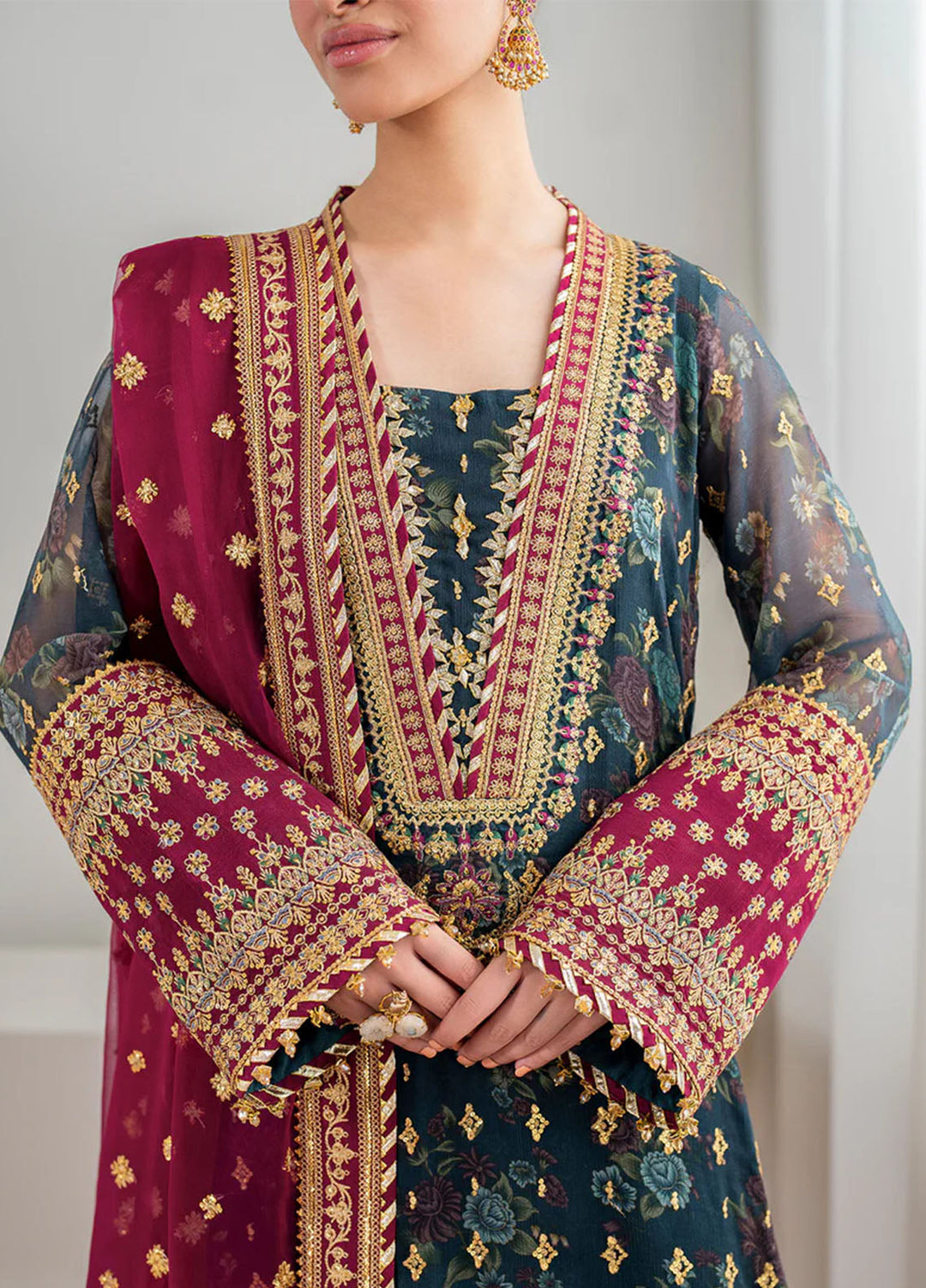 Baroque Embroidered Unstitched Chiffon 3 Piece Suits BQ25UF UF-689 - Festive Collection