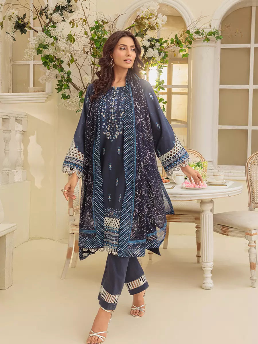Salitex Unstitched Embroidered Cambric 3 Piece Suit UNS7MK007UT - Festive Collection