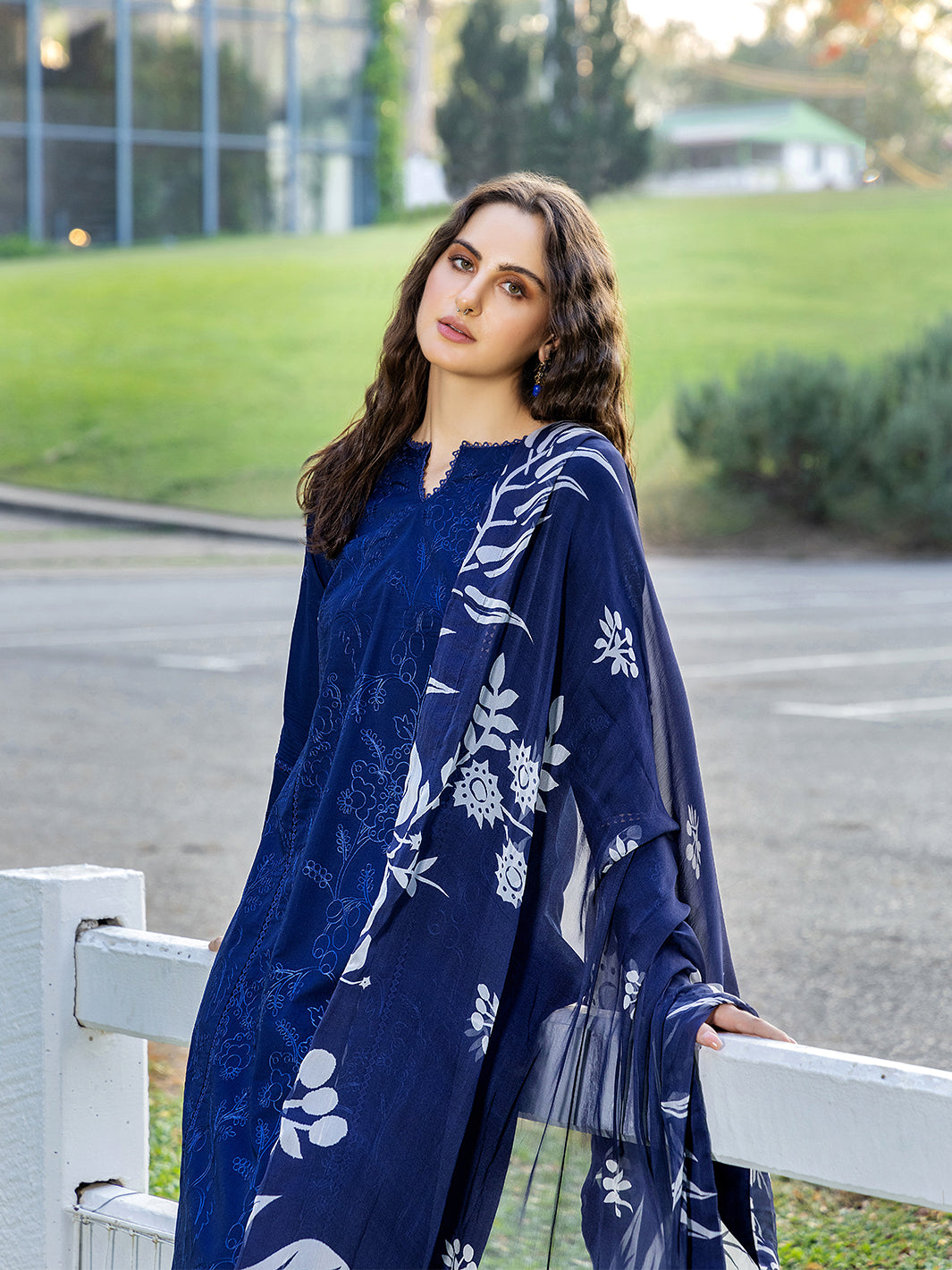 Sole by Yards Unstitched Embroidered Lawn 3 Piece Suit Sable Casual Collection