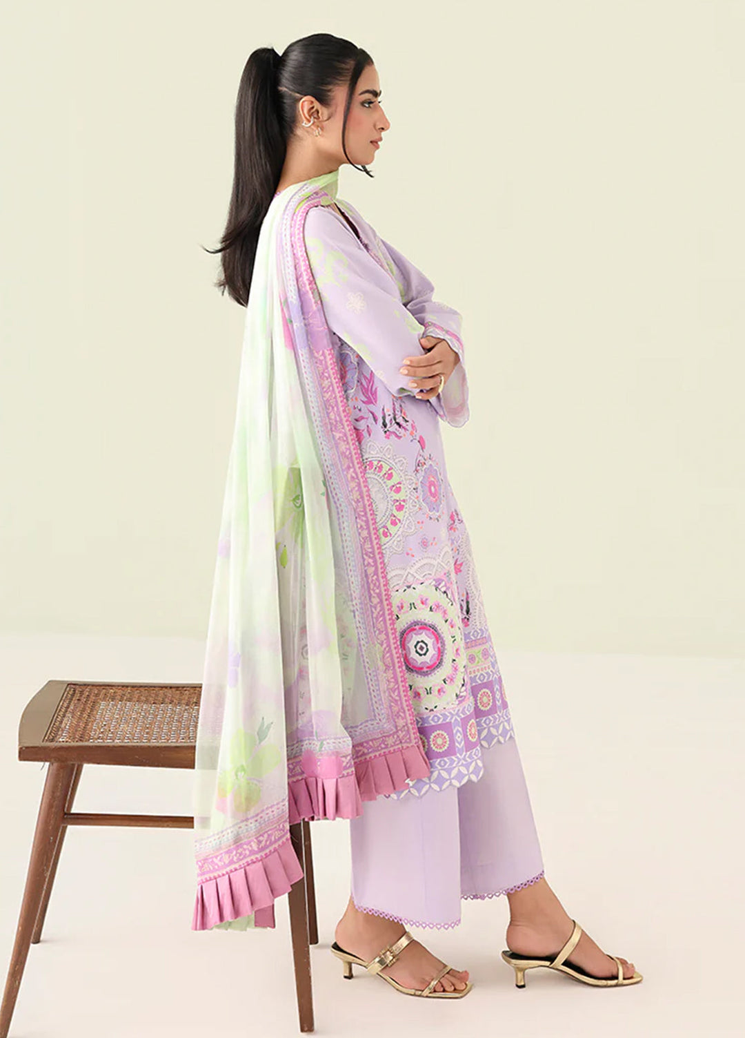 Rosette by Roheenaz Unstitched Lawn Embroidered 3 Piece Suit RNZ26UR Azure Days-3A - Summer Collection