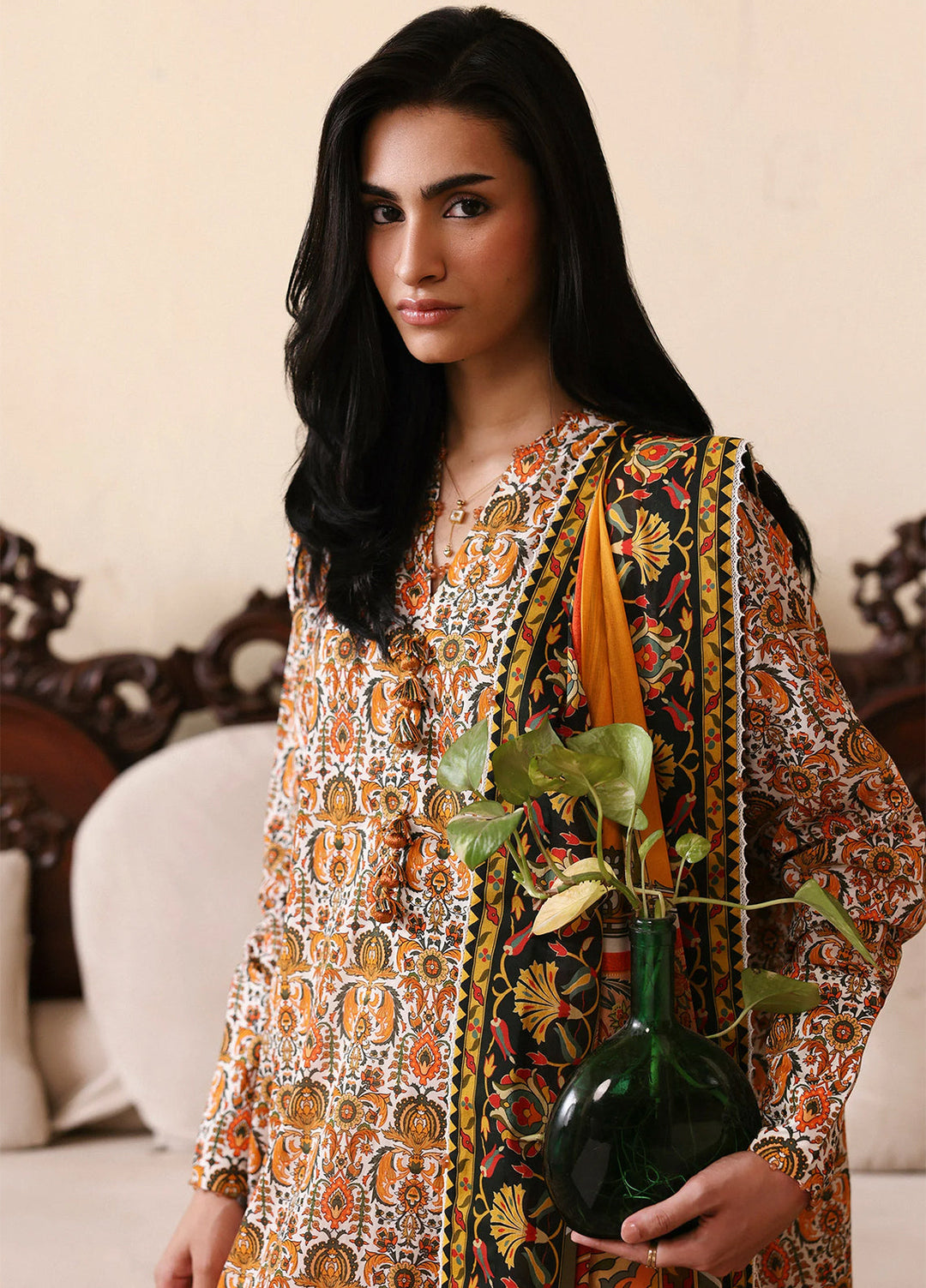 Amaya by Zaha Unstitched Printed Lawn 3 Piece Suit ZK26UAL Sahar APL26-05 - Casual Collection