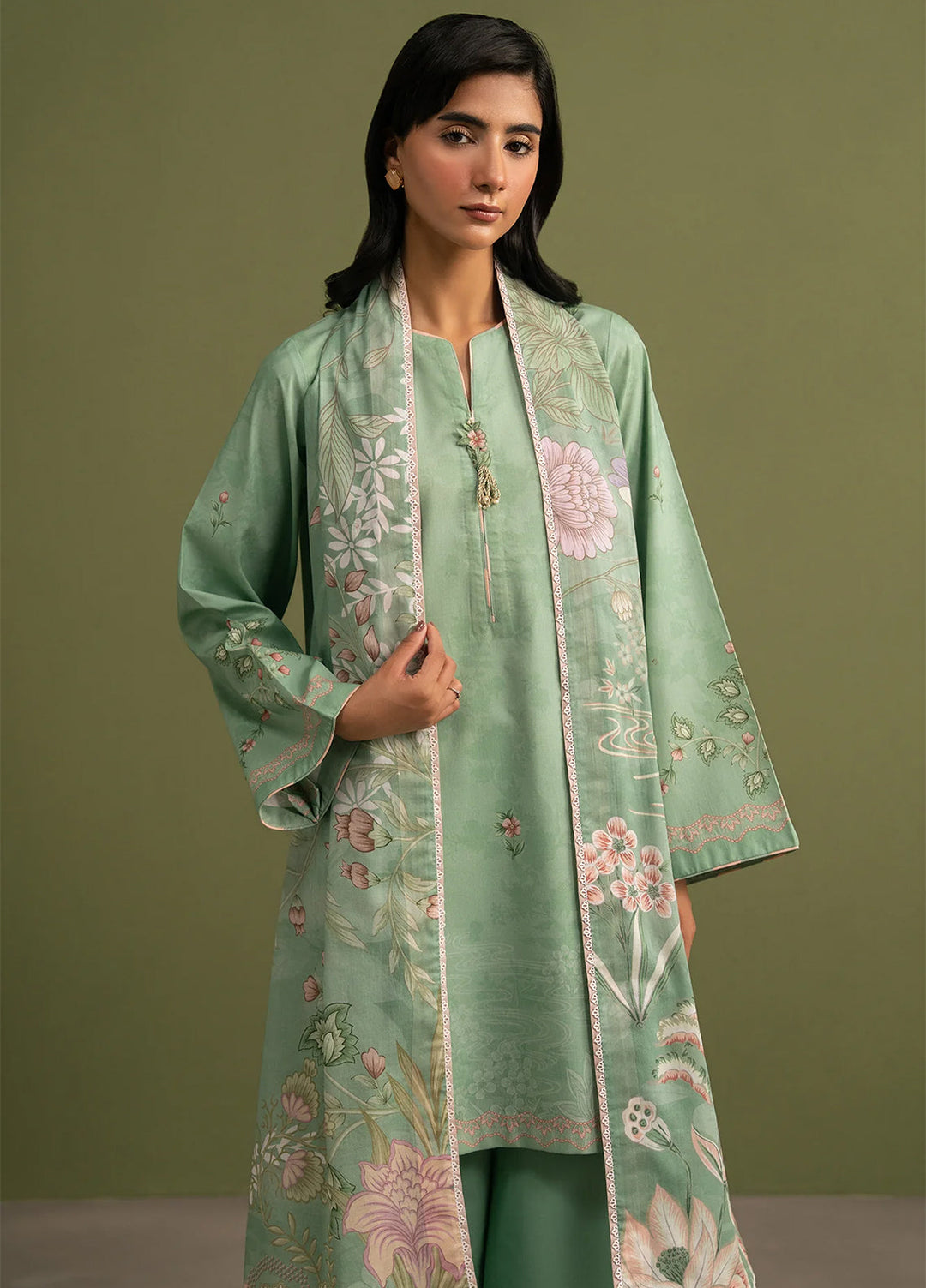 Seran Essentials Unstitched Printed Lawn 3 Piece Suit SN26UEL Sorell D-07 - Summer Collection