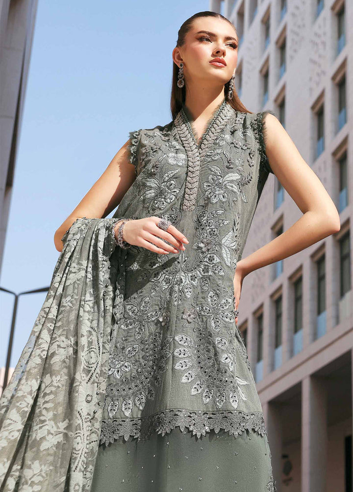 Maria B Unstitched Embroidered Luxury Lawn 3 Piece Suit MB26UEL 3B - Eid Collection