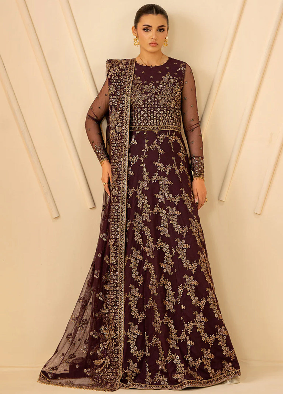 Riwayat by Zarif Unstitched Embroidered Net 4 Piece Suit ZR26URN ZRF-RC-07 BAZM - Festive Collection
