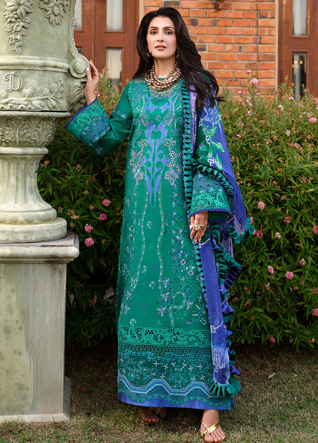 AMoi by Mushq Unstitched Embroidered Luxury Lawn 3 Piece Suit MU26AHL D-4 Blooming Romance - Summer Collection