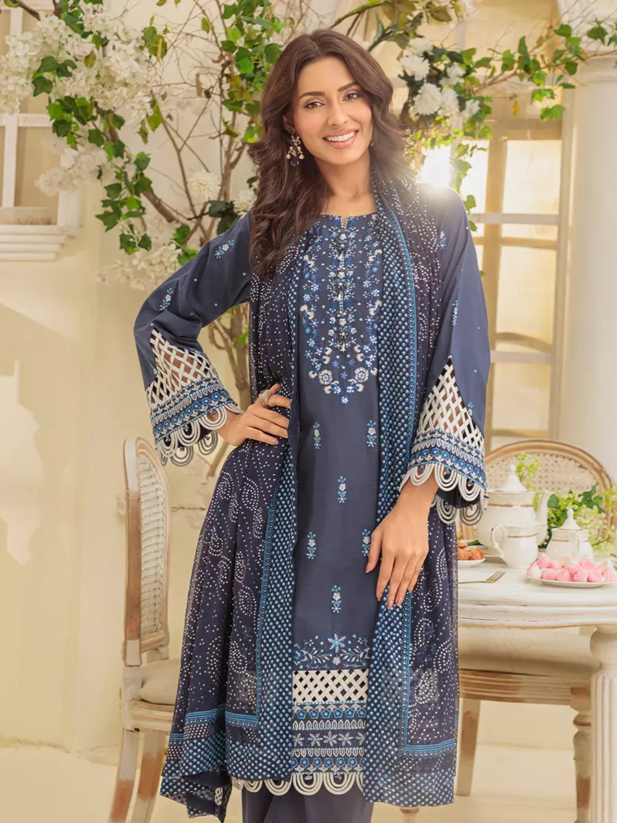 Salitex Unstitched Embroidered Cambric 3 Piece Suit UNS7MK007UT - Festive Collection