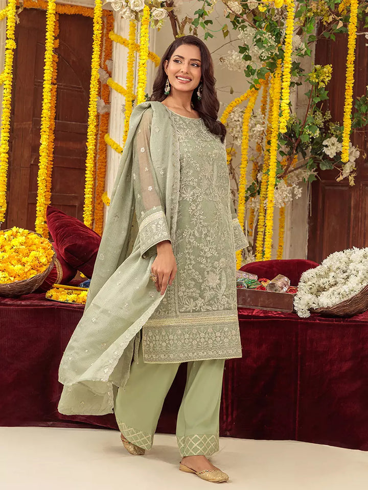 Salitex Unstitched Embroidered Khaddi Net 3 Piece Suit SUNS7JI066UT - Festive Collection