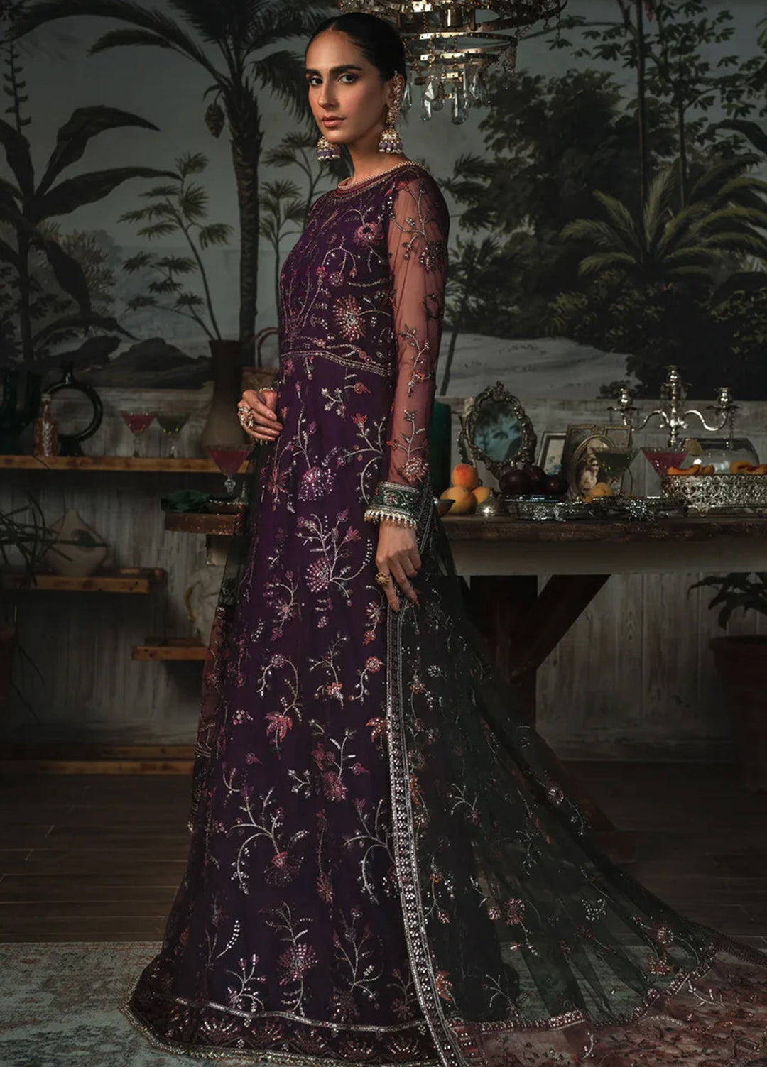 La Rosella By Zarif Embroidered Net Suits Unstitched 3 Piece ZR25UF ZLR 02 Helen - Luxury Collection