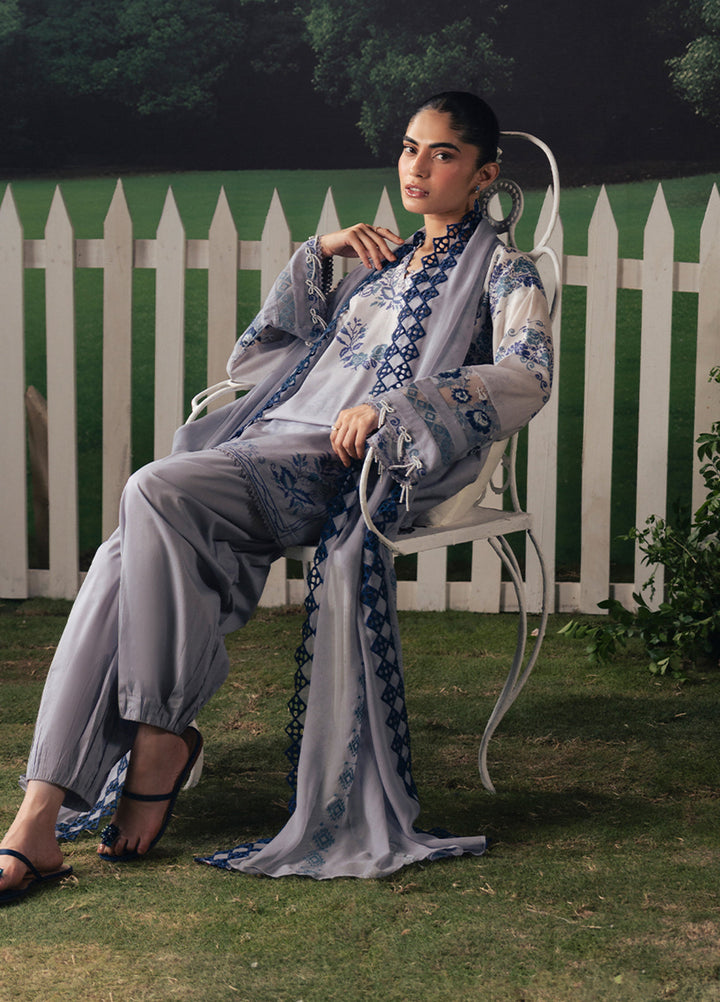 Moonsoon Edit by Cross Stitch Unstitched Printed Cambric 3 Piece Suit CS26UCM Azure Bloom - Casual Collection