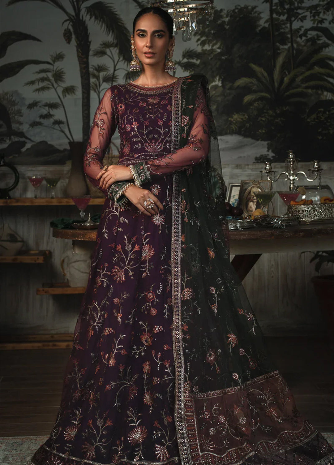 La Rosella By Zarif Embroidered Net Suits Unstitched 3 Piece ZR25UF ZLR 02 Helen - Luxury Collection