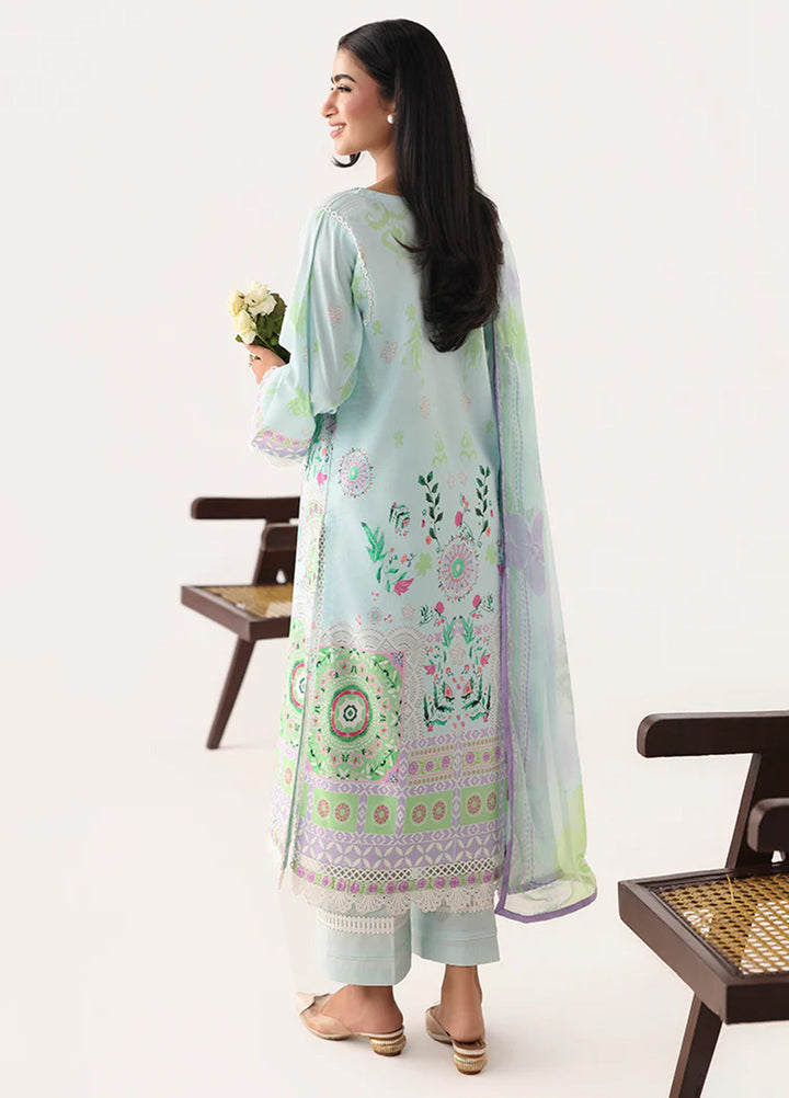 Rosette by Roheenaz Unstitched Lawn Embroidered 3 Piece Suit RNZ26UR Cool Mirage-3B - Summer Collection