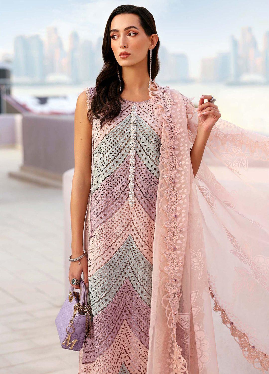 Maria B Unstitched Embroidered Luxury Lawn 3 Piece Suit MB26UEL 12B - Eid Collection