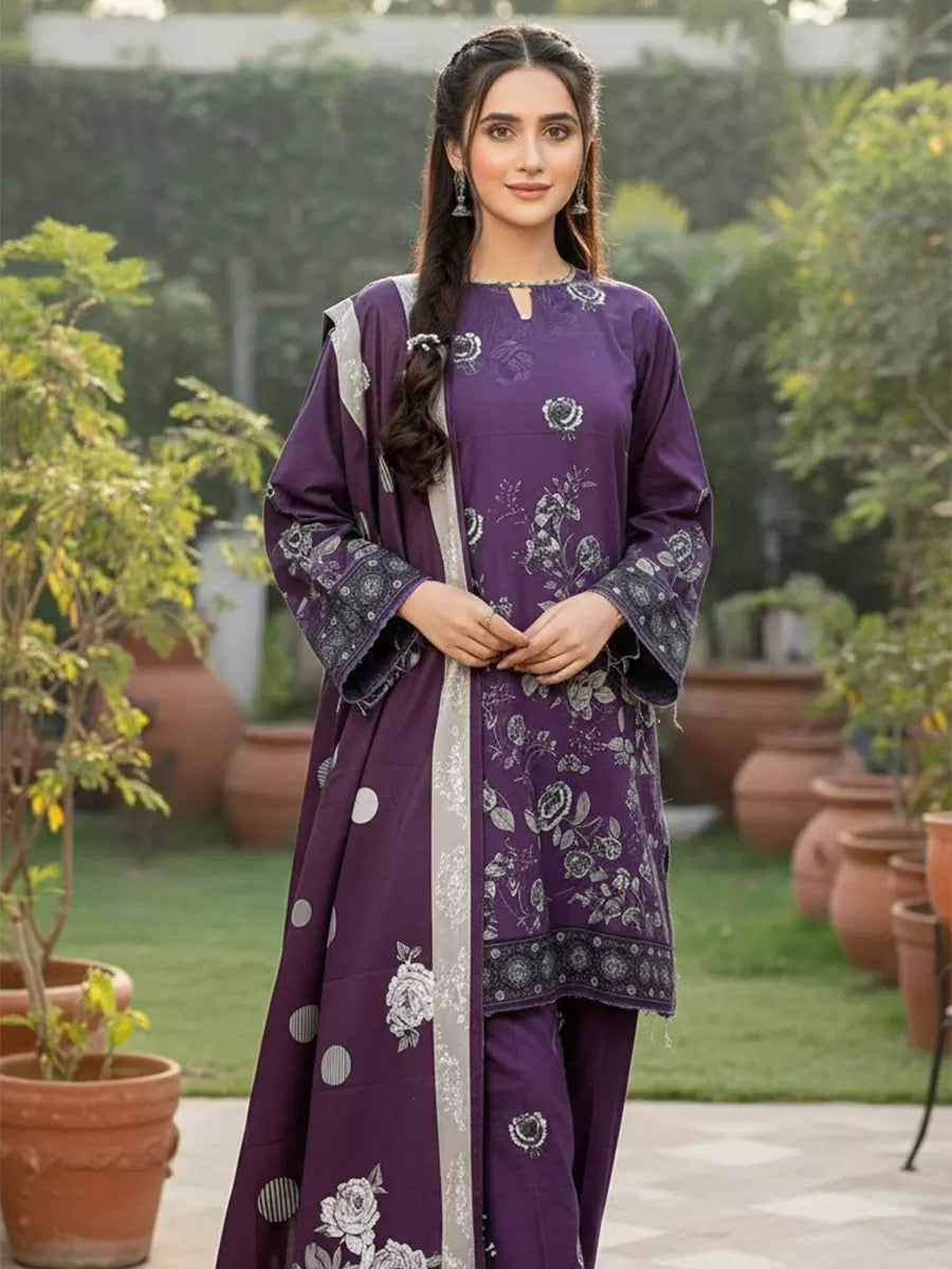 Salitex Untitched Printed Khaddar 3 Piece Suit SUNS7ASI511 - Winter Collection