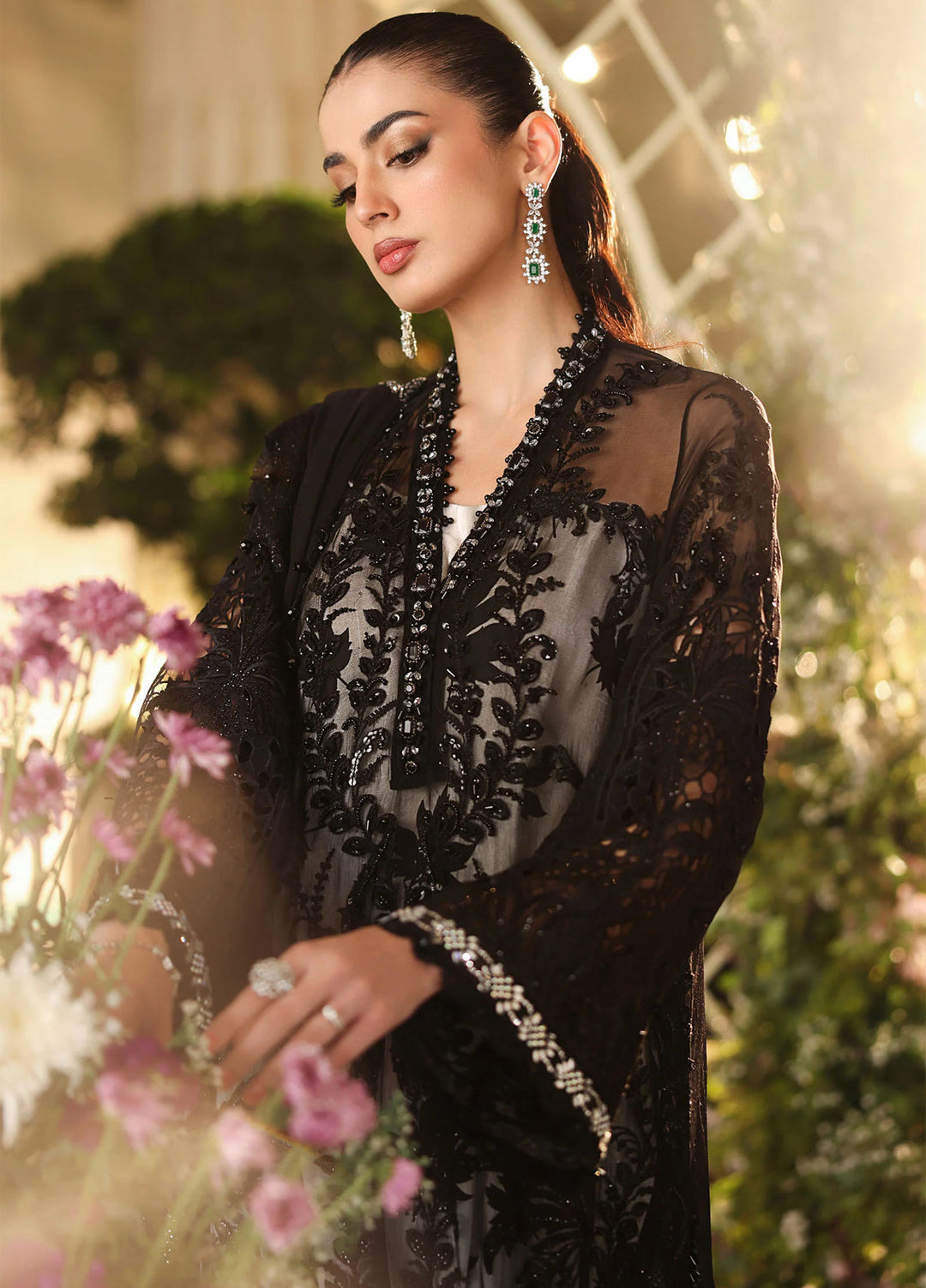 Maria B Unstitched Embroidered Chiffon 3 Piece Suit MB26UCF D1 - Festive Collection