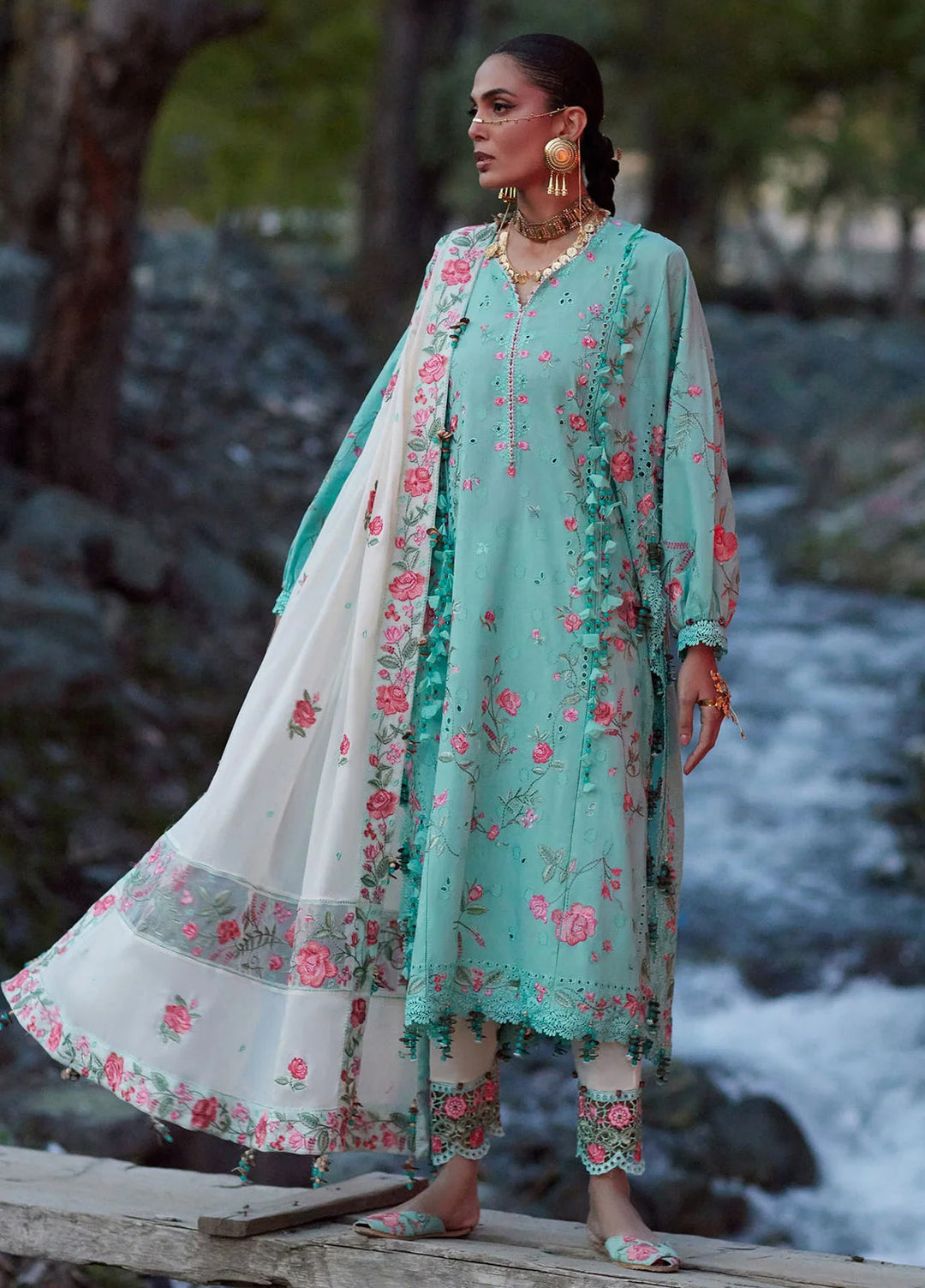 Kashmee Legacy by Elan Unstitched Embroidered Jacquard Lawn 3 Piece Suit EL26ULKL Gulraaz EL26-08B - Festive Collection