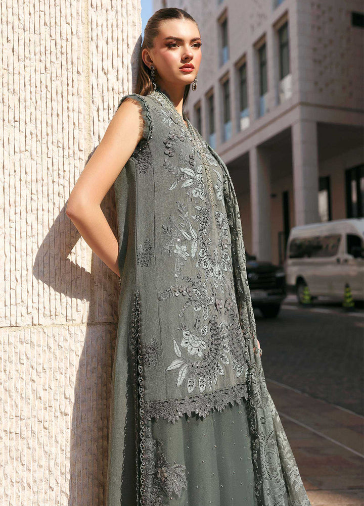 Maria B Unstitched Embroidered Luxury Lawn 3 Piece Suit MB26UEL 3B - Eid Collection
