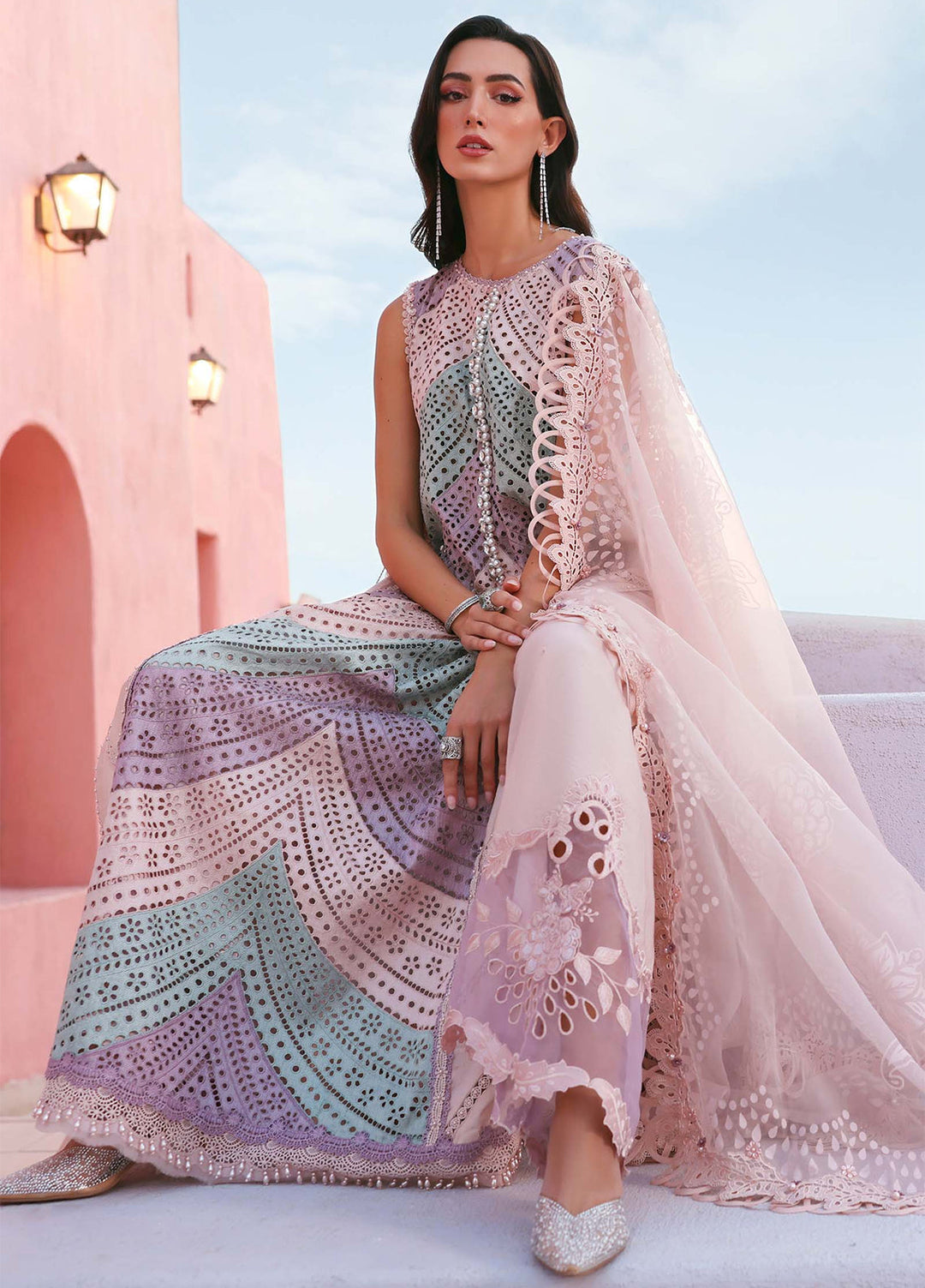 Maria B Unstitched Embroidered Luxury Lawn 3 Piece Suit MB26UEL 12B - Eid Collection
